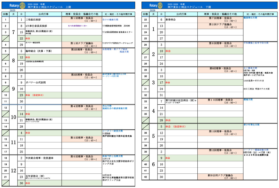 2025～26年度 年間スケジュール